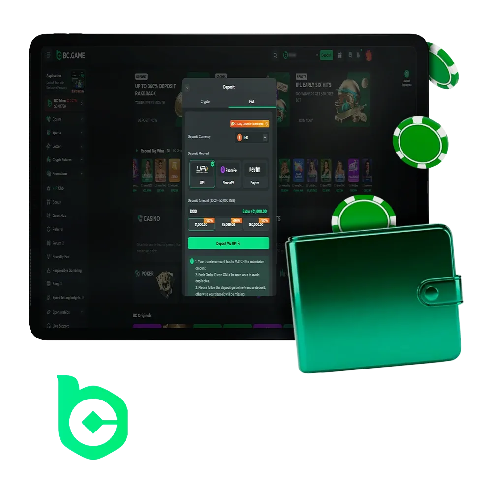 BC.GAME Bc game payments methods header